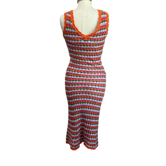 4SI3NNA Crochet Knit Bodycon Midi Dress Multicolor Boho Large - Picture 5 of 11